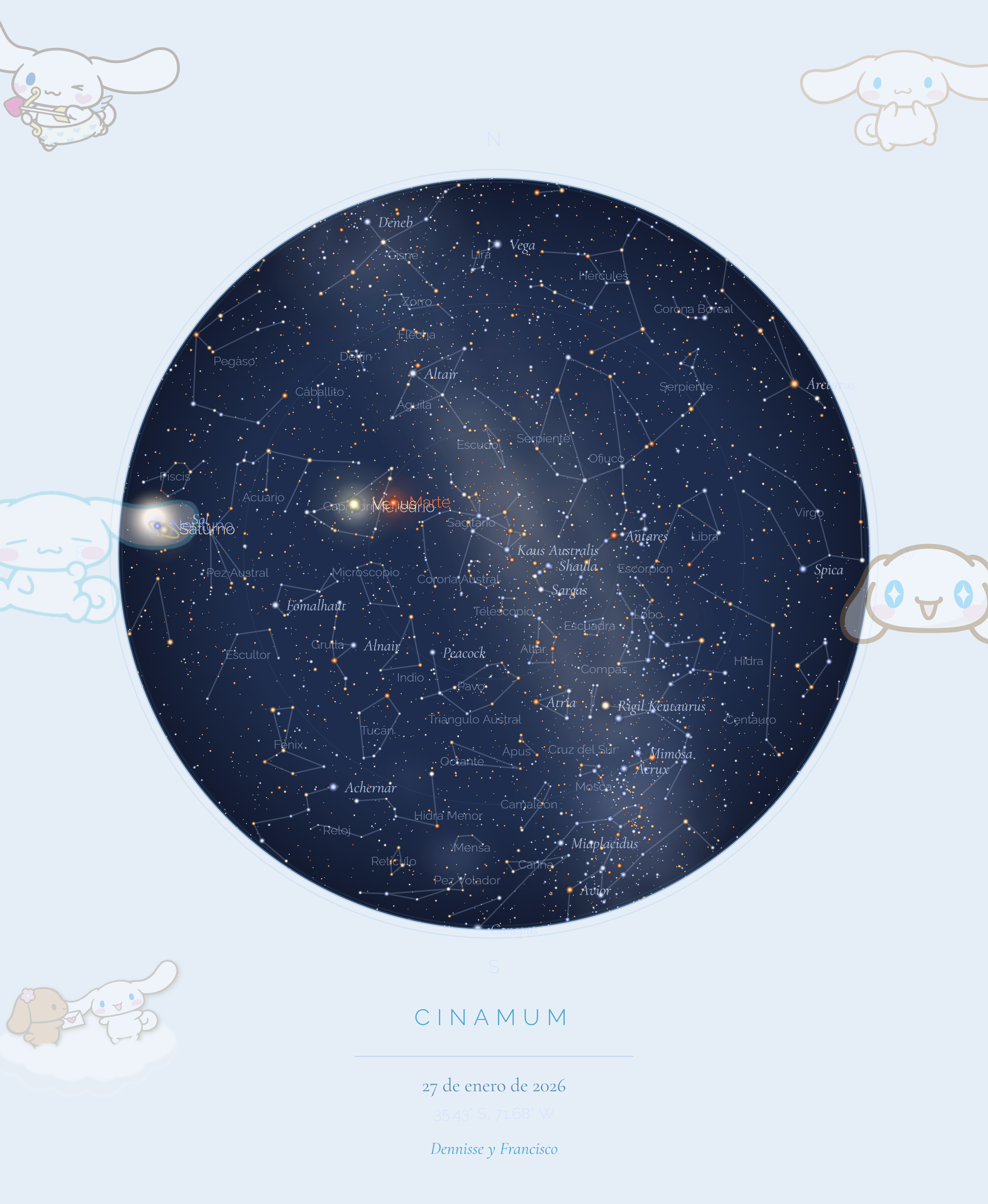 Mapa estelar personalizado — Dennisse y Francisco · Perrito Azul