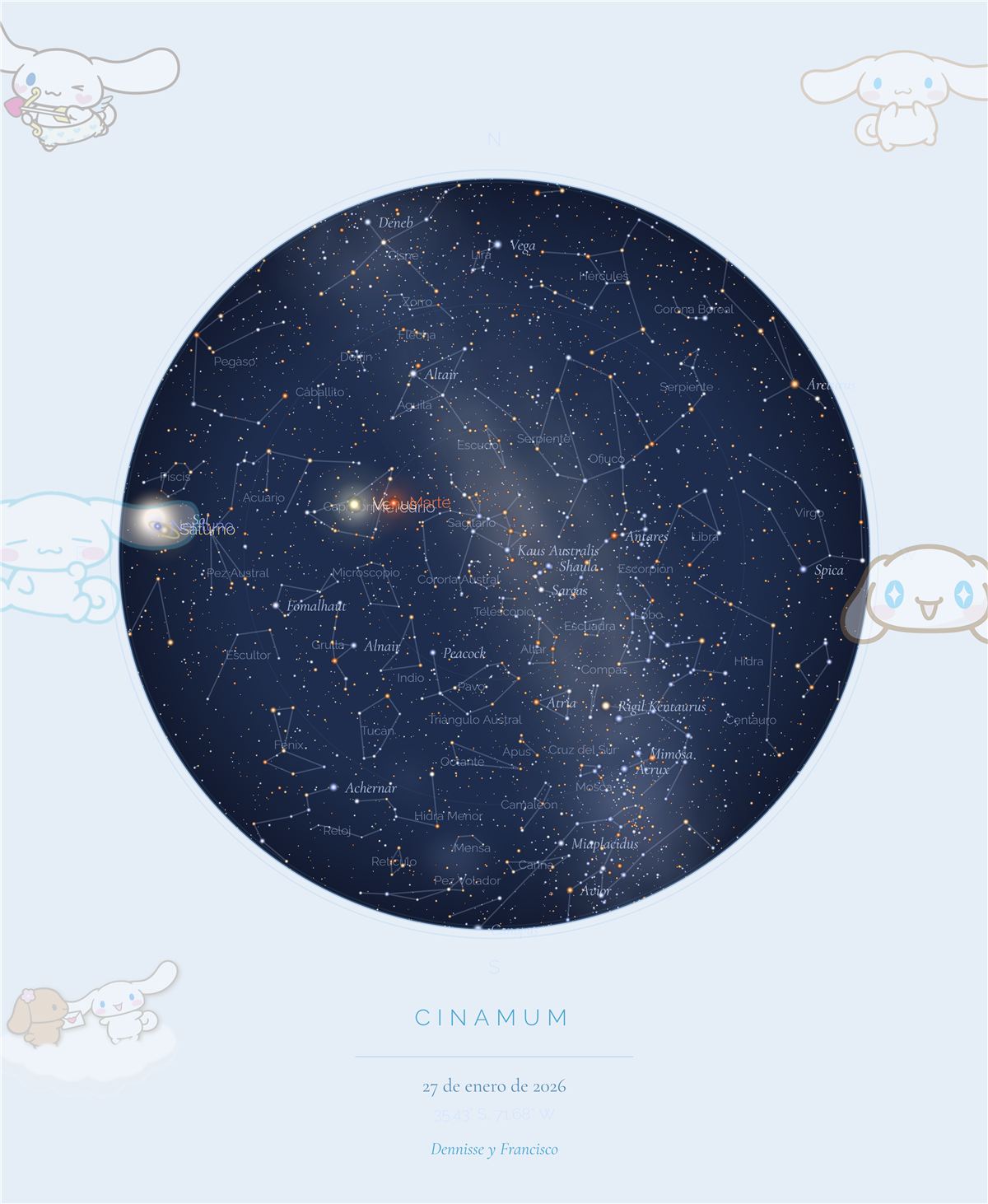 Mapa estelar personalizado — Dennisse y Francisco · Perrito Azul