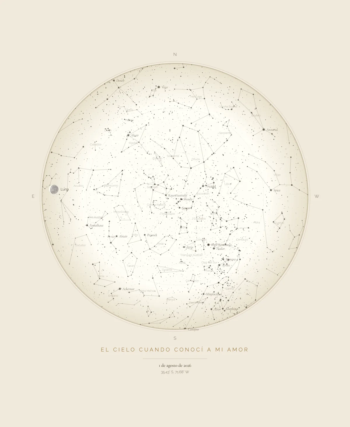 Mapa estelar — El cielo cuando conocí a mi amor